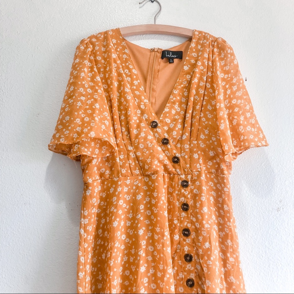 LULUS Yellow floral maxi dress